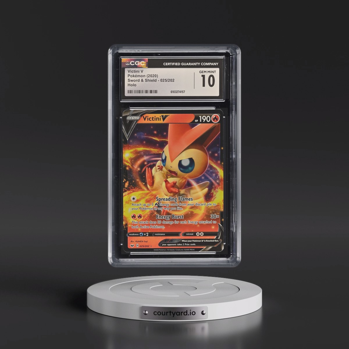 2020 Sword & Shield #025/202 Victini V - Holo (CGC 10 GEM MINT)