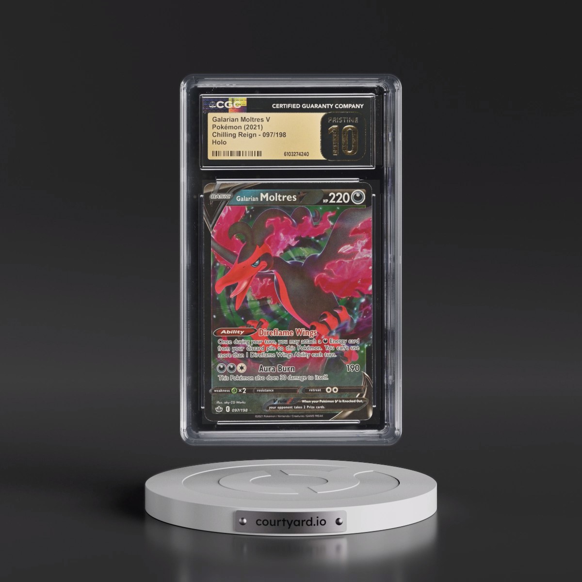 2021 Chilling Reign #097/198 Galarian Moltres V - Holo (CGC 10 PRISTINE)