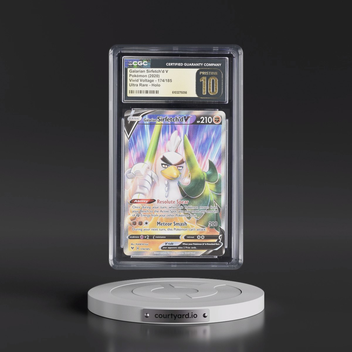 2020 Vivid Voltage #174/185 Galarian Sirfetch'd V - Ultra Rare Holo (CGC 10 PRISTINE)