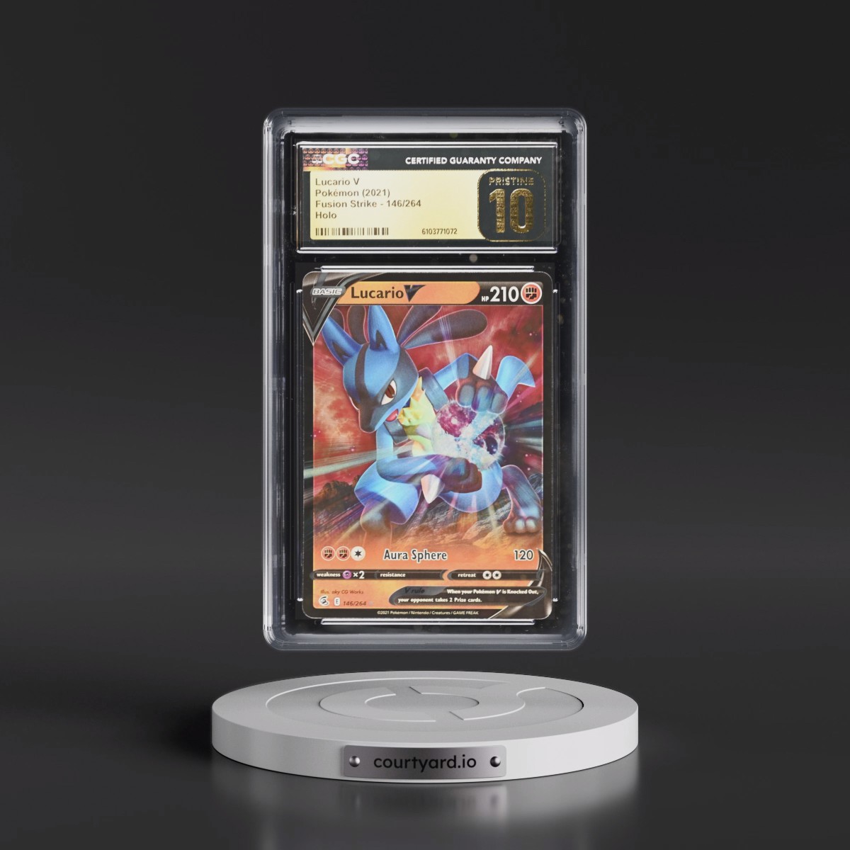 2019 Fusion Strike #146/264 Lucario V - Holo (CGC 10 PRISTINE)