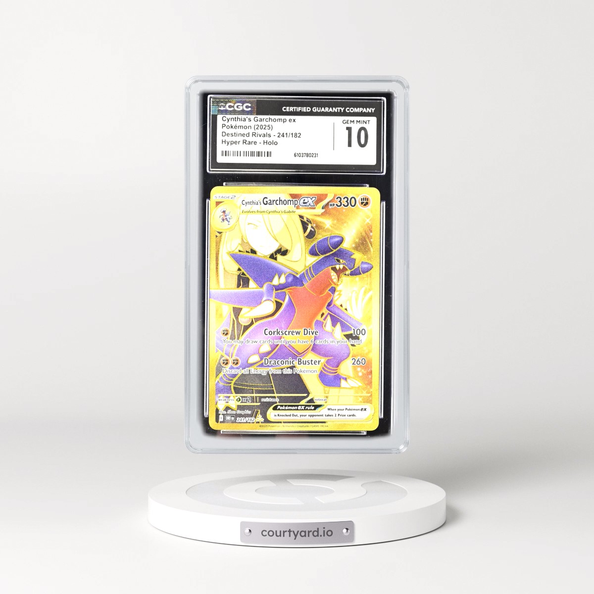 2025 Destined Rivals - DRI EN Cynthia's Garchomp ex - Hyper Rare Holo #241/182 CGC 10