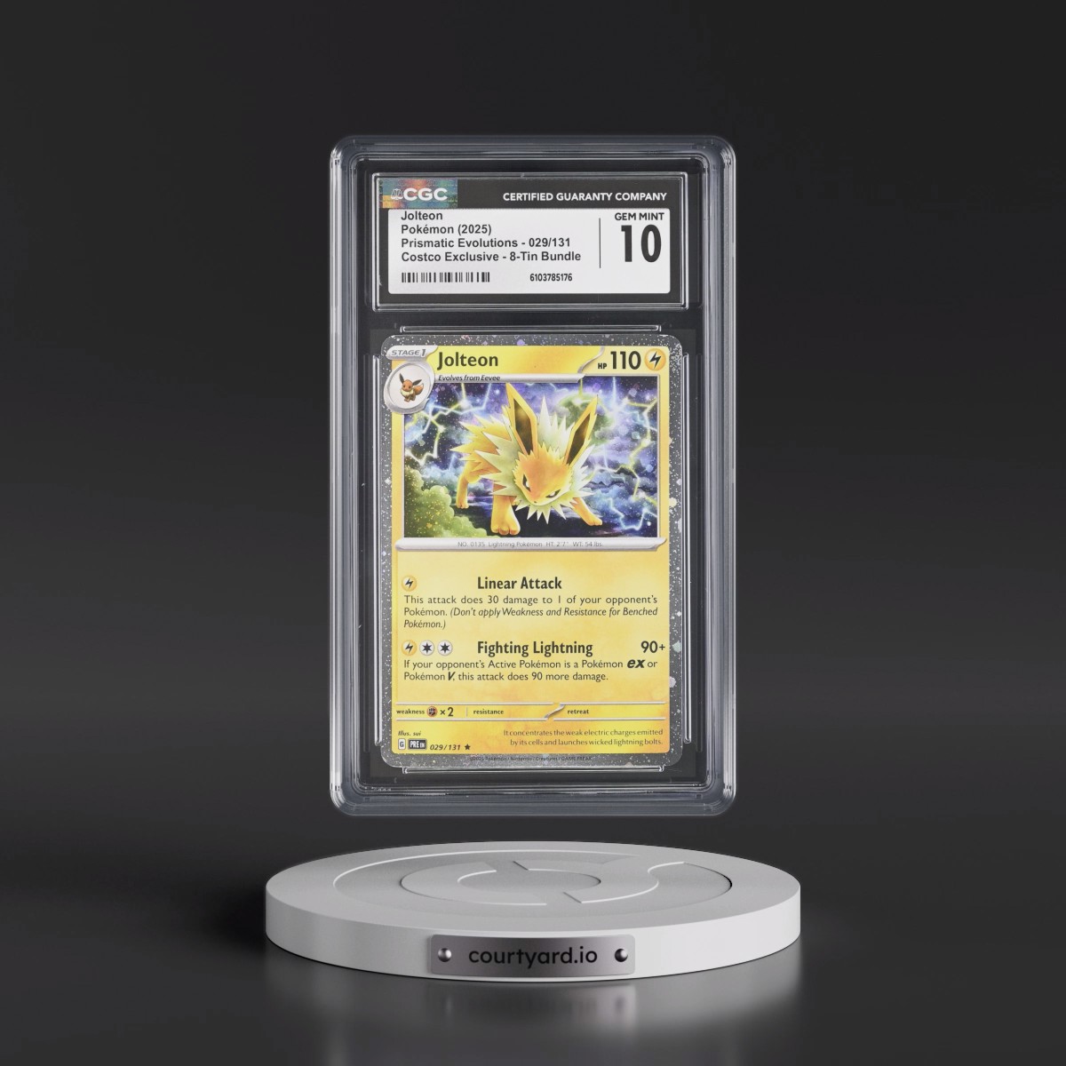 2024 Prismatic Evolutions - PRE EN #029/131 Jolteon - (Cosmos Holo) Costco Exclusive 8-Tin Bundle (CGC 10 GEM MINT)