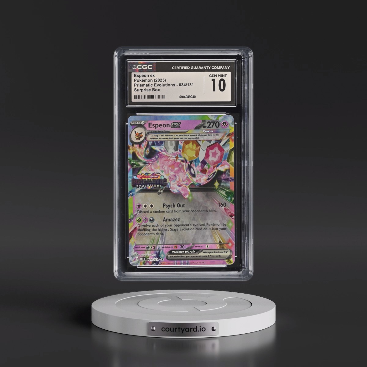 2024 Prismatic Evolutions - PRE EN #034/131 Espeon ex - Surprise Box (Prismatic Evolutions Stamp) (Holo) (CGC 10 GEM MINT)