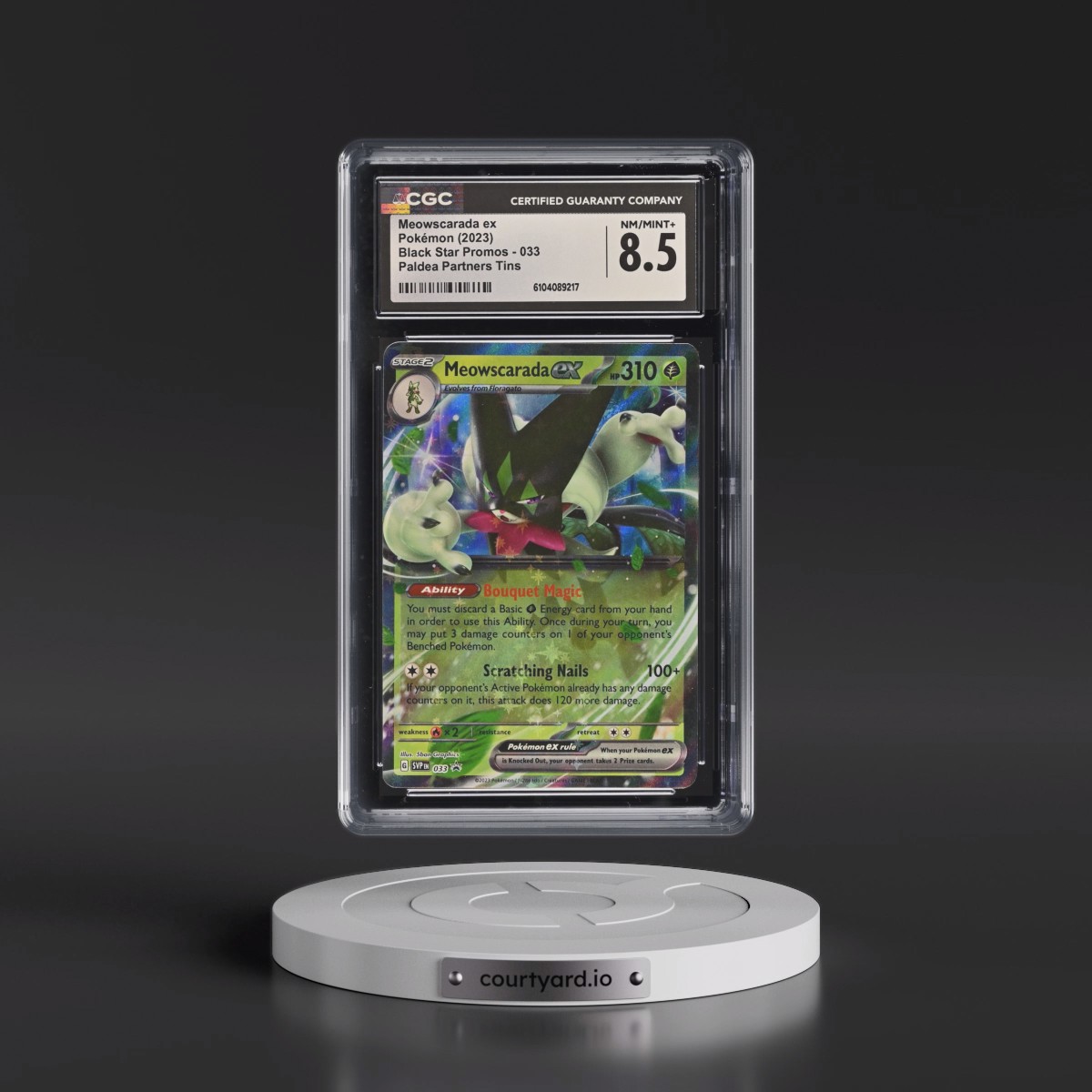 2023 Black Star Promos - Scarlet & Violet SVP EN #033 Meowscarada ex - Paldea Partners Tins (Holo) (CGC 8.5 NM-MT+)