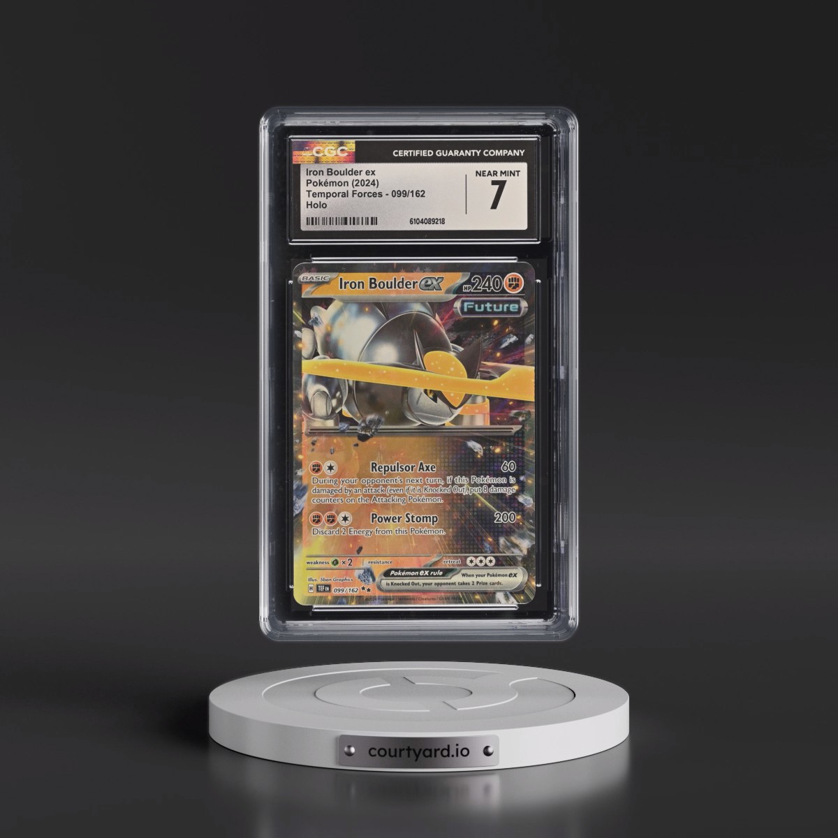 2024 Pokémon Tef EN-Temporal Forces #099 Iron Boulder EX - Holo (CGC 7 NM)