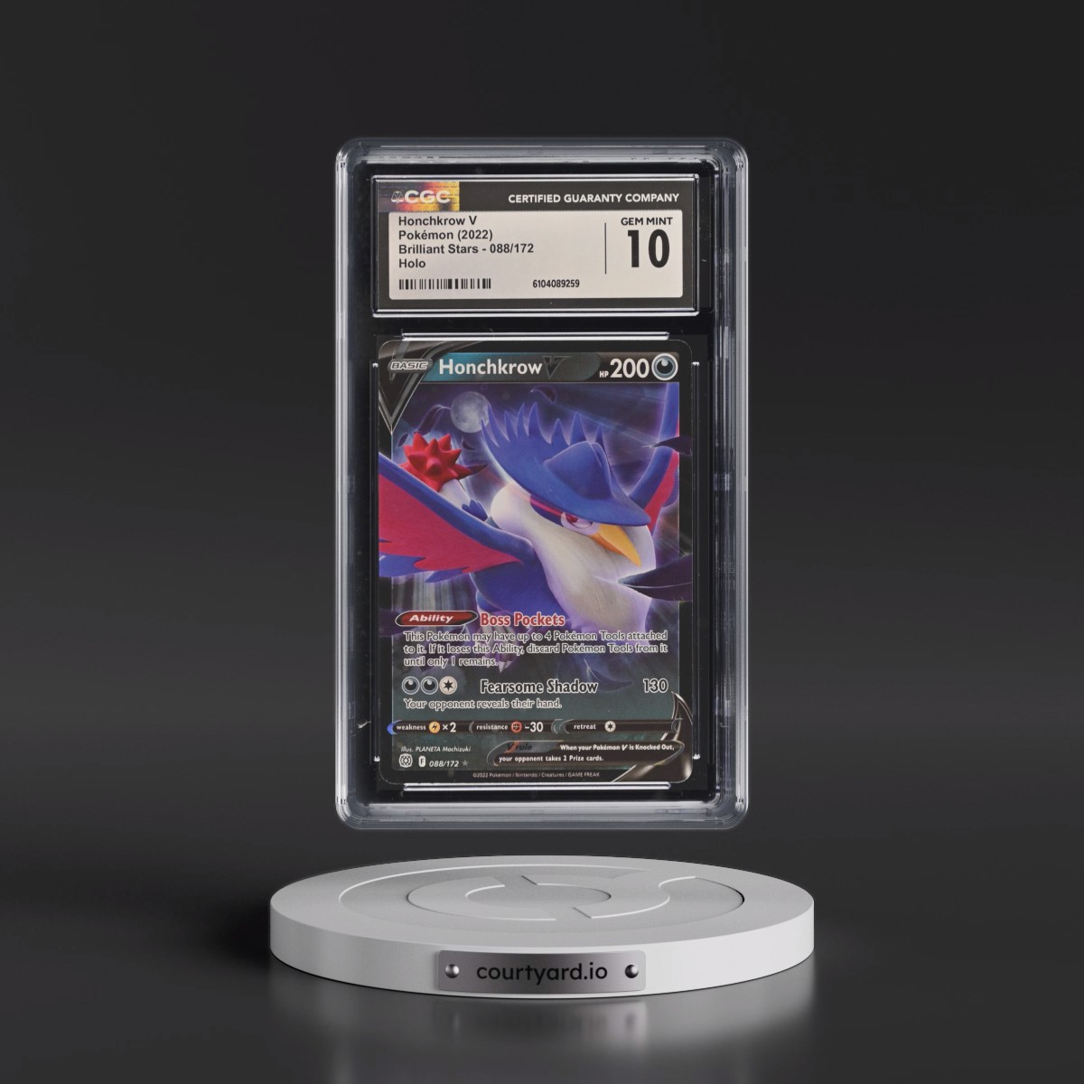 2022 Brilliant Stars #088/172 Honchkrow V - Holo (CGC 10 GEM MINT)