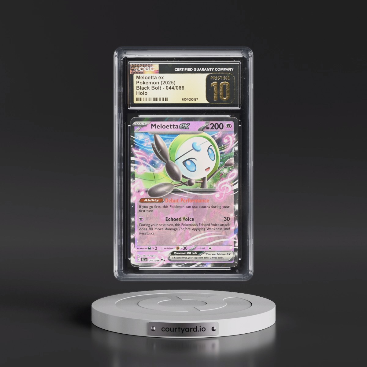 2025 Black Bolt - BLK EN #044/086 Meloetta ex - Holo (CGC 10 PRISTINE)