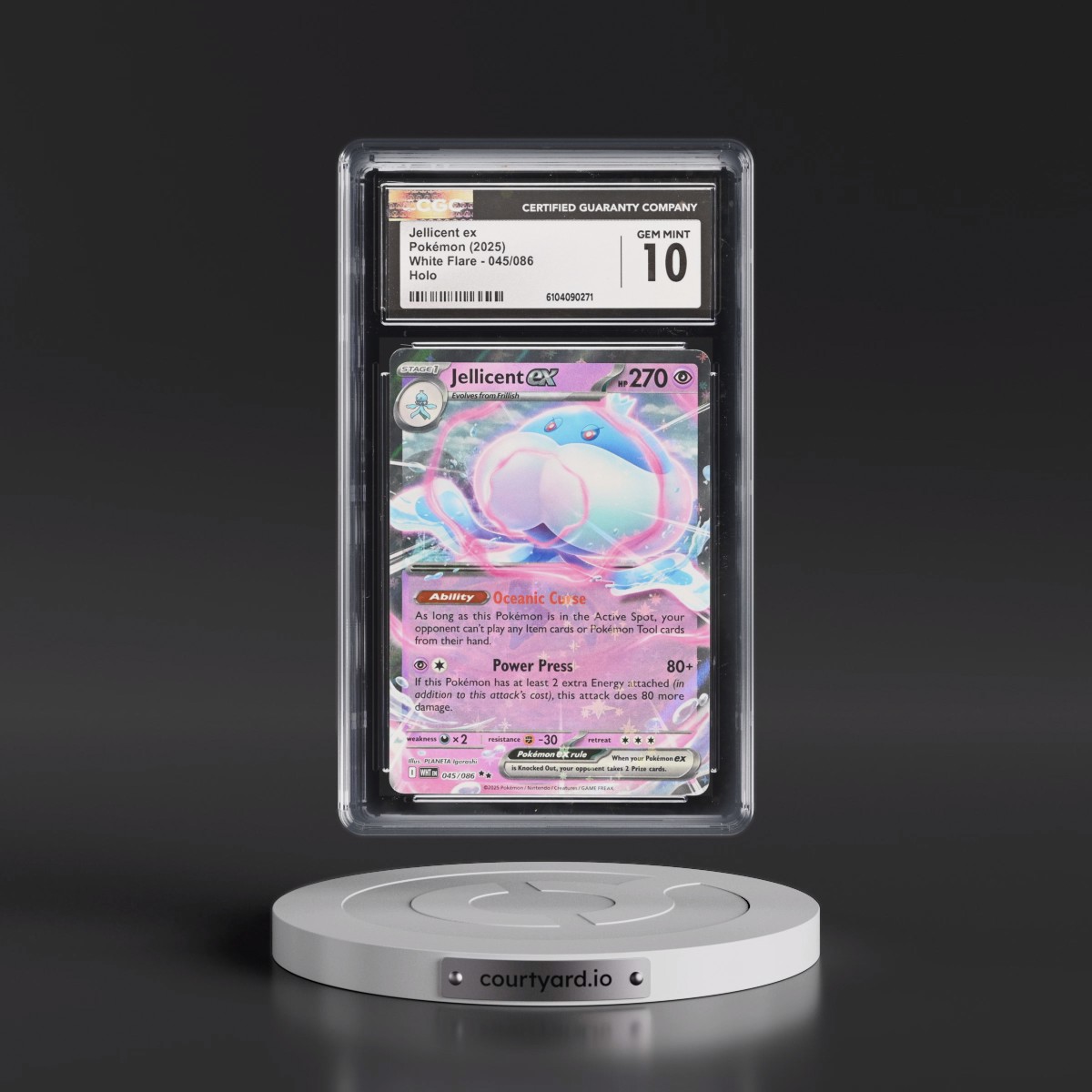 2025 Pokémon Wht EN-White Flare #045 Jellicent EX - Holo (CGC 10 GEM MINT)