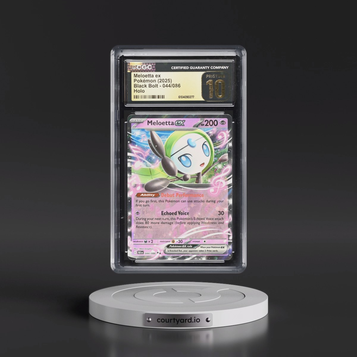 2025 Black Bolt - BLK EN #044/086 Meloetta ex - Holo (CGC 10 PRISTINE)