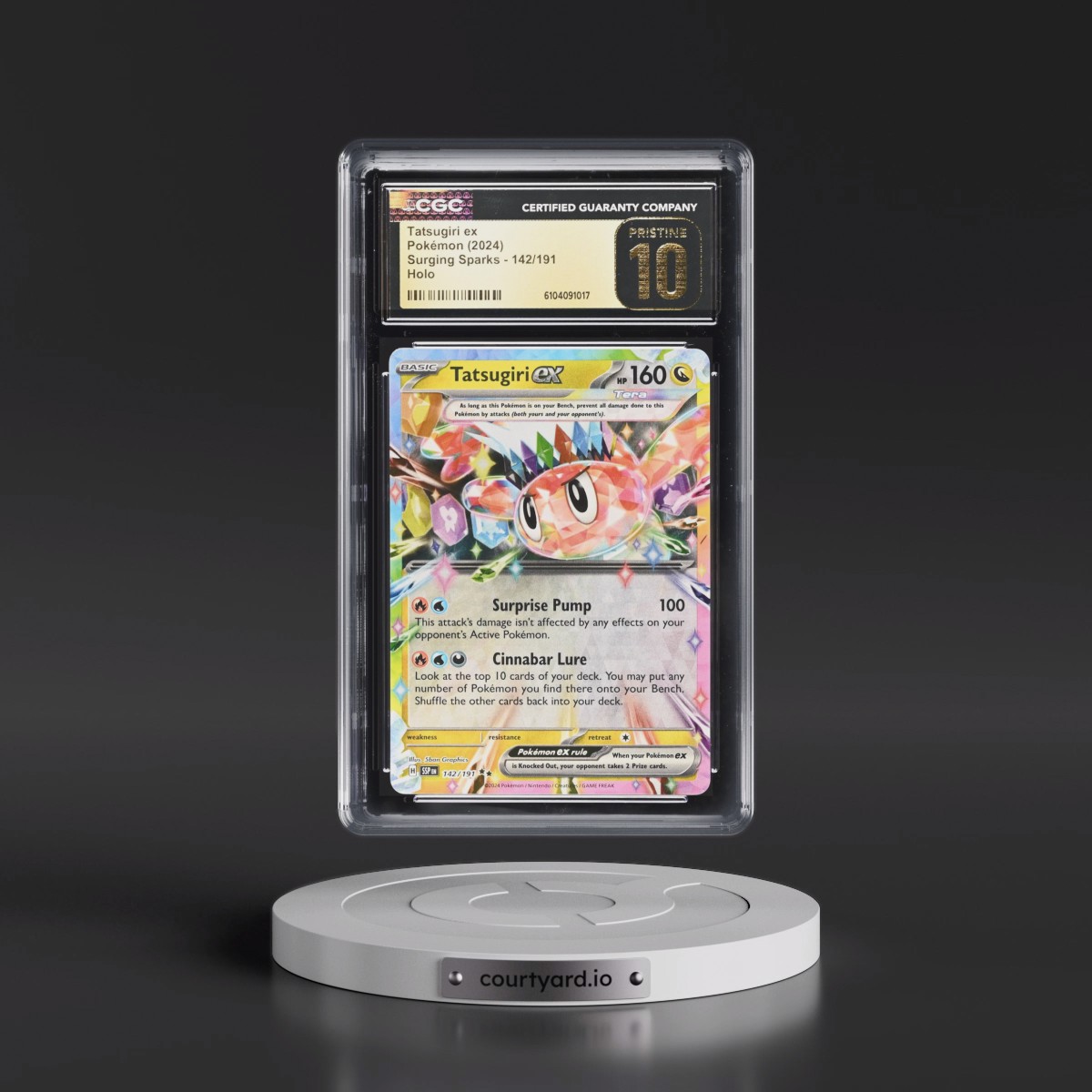 2024 Surging Sparks - SSP EN #142/191 Tatsugiri ex - Holo (CGC 10 PRISTINE)