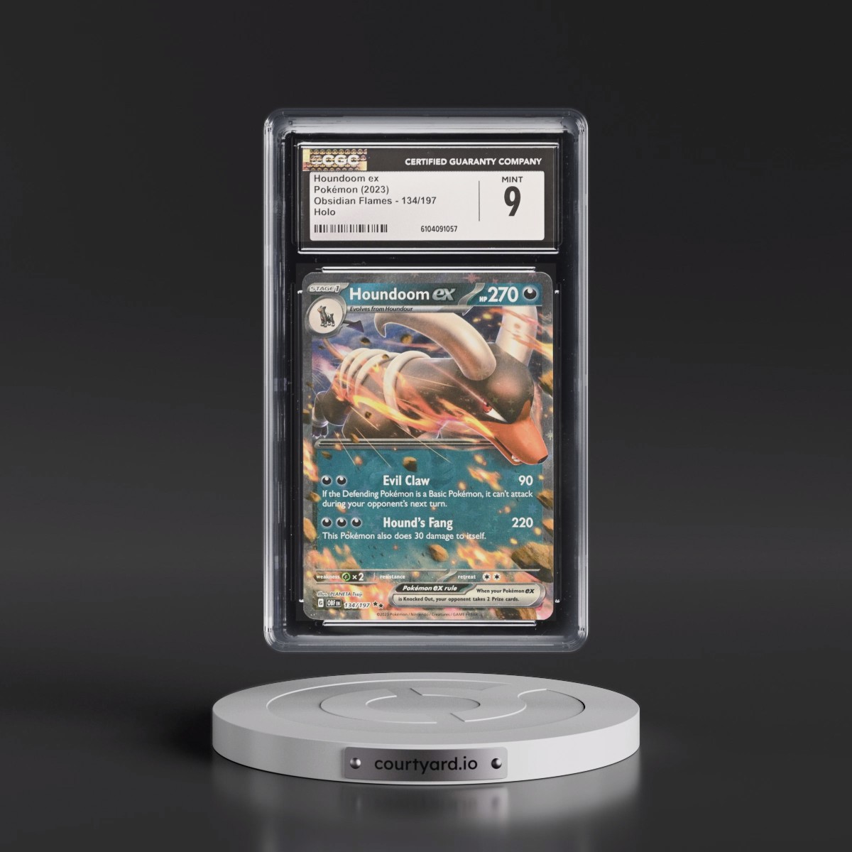 2023 Pokémon Obf EN-Obsidian Flames #134 Houndoom EX - Holo (CGC 9 MINT)