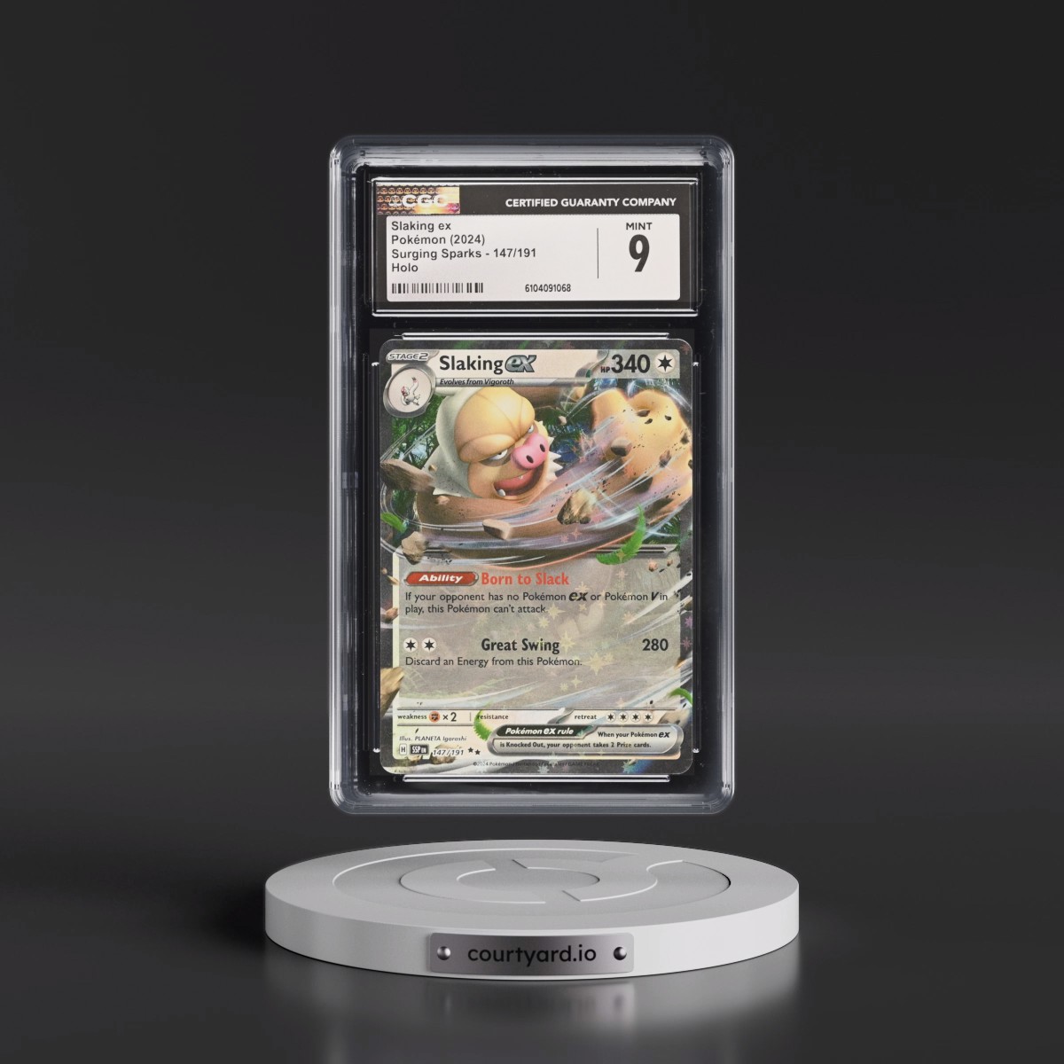 2024 Pokémon Ssp EN-Surging Sparks #147 Slaking EX - Holo (CGC 9 MINT)