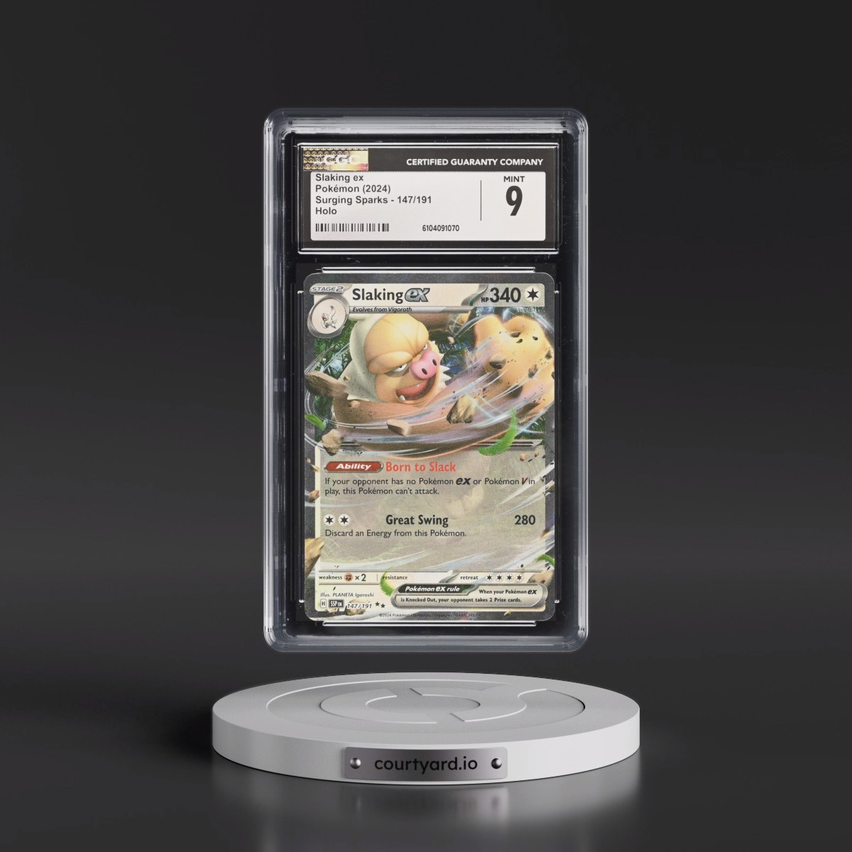 2024 Pokémon Ssp EN-Surging Sparks #147 Slaking EX - Holo (CGC 9 MINT)