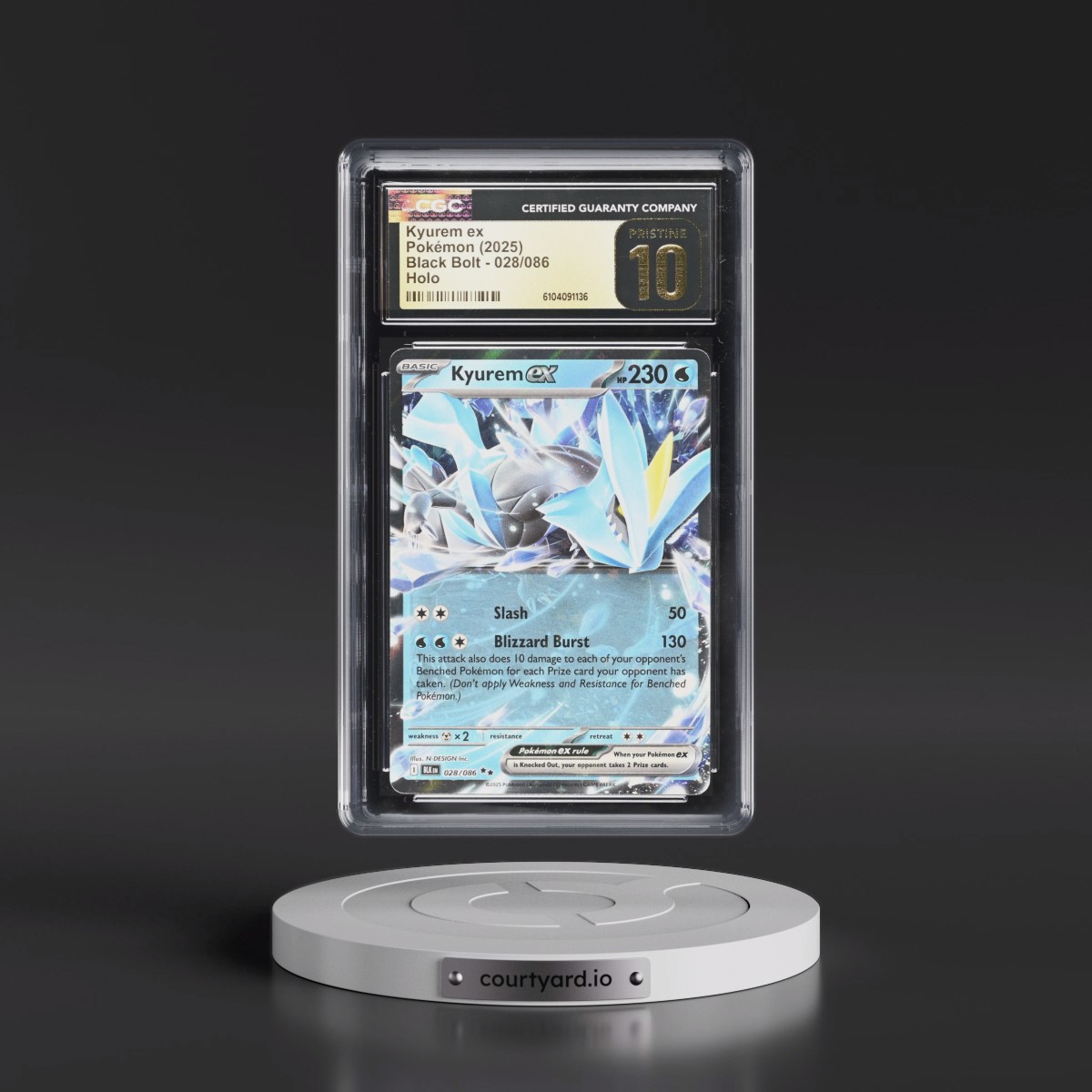 2025 Black Bolt - BLK EN #028/086 Kyurem ex - Holo (CGC 10 PRISTINE)