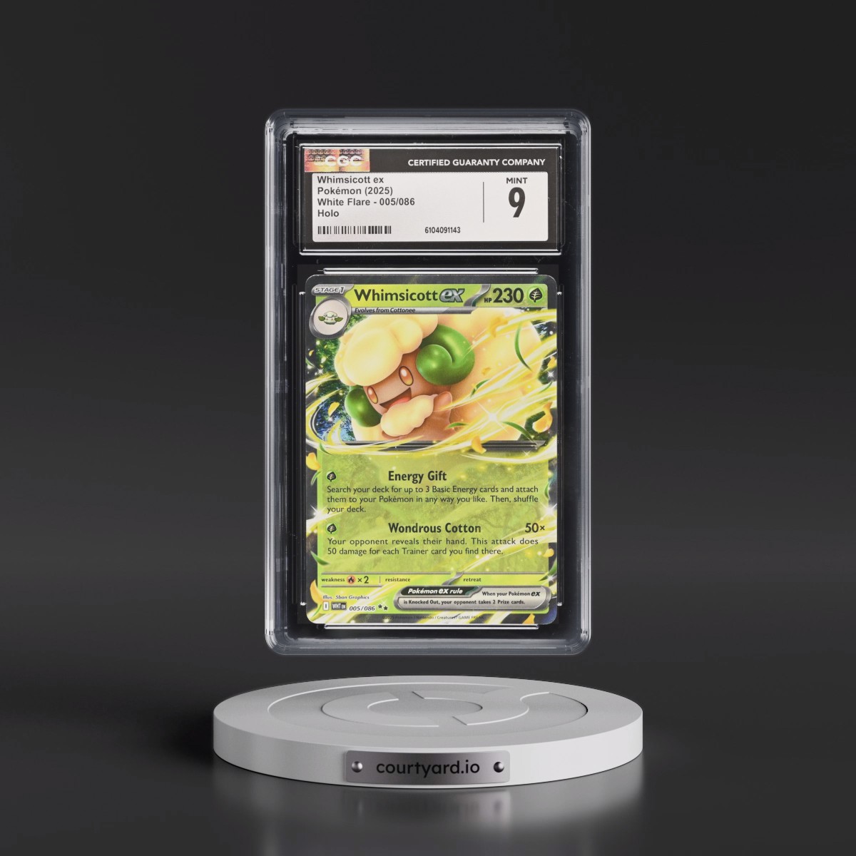 2025 Pokémon Wht EN-White Flare #005 Whimsicott EX - Holo (CGC 9 MINT)