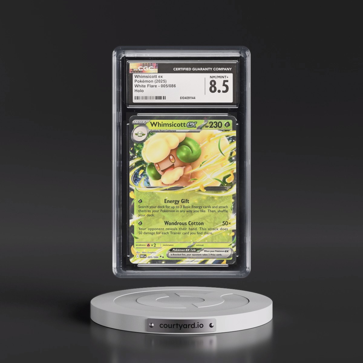 2025 Pokémon Wht EN-White Flare #005 Whimsicott EX - Holo (CGC 8.5 NM-MT+)