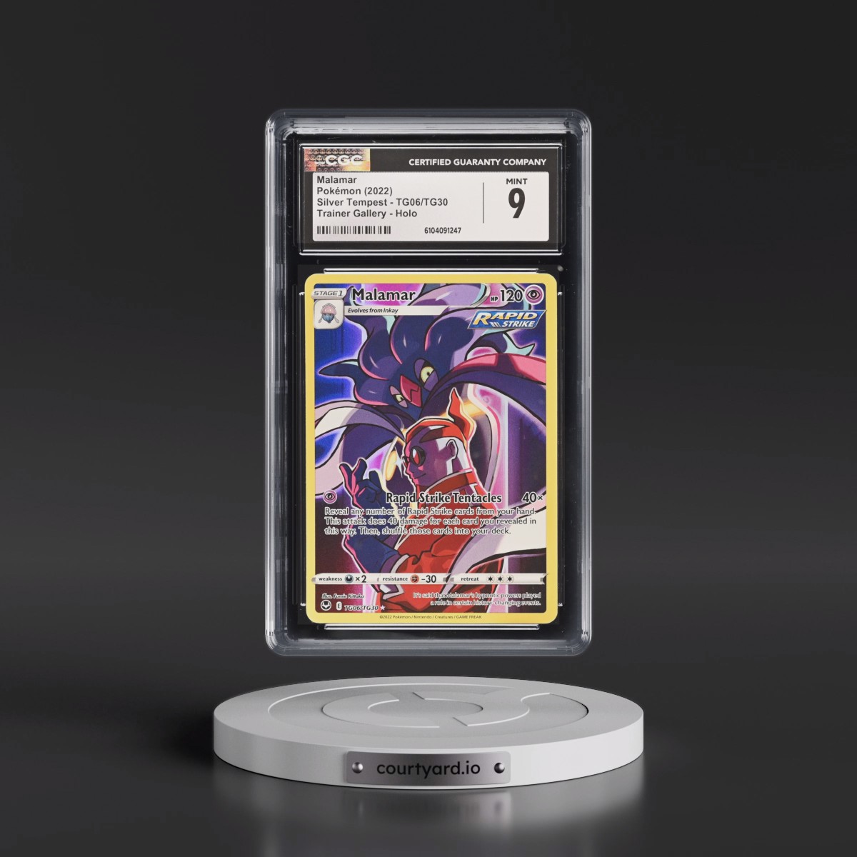 2022 Silver Tempest #TG06/TG30 Malamar - Trainer Gallery Holo (CGC 9 MINT)
