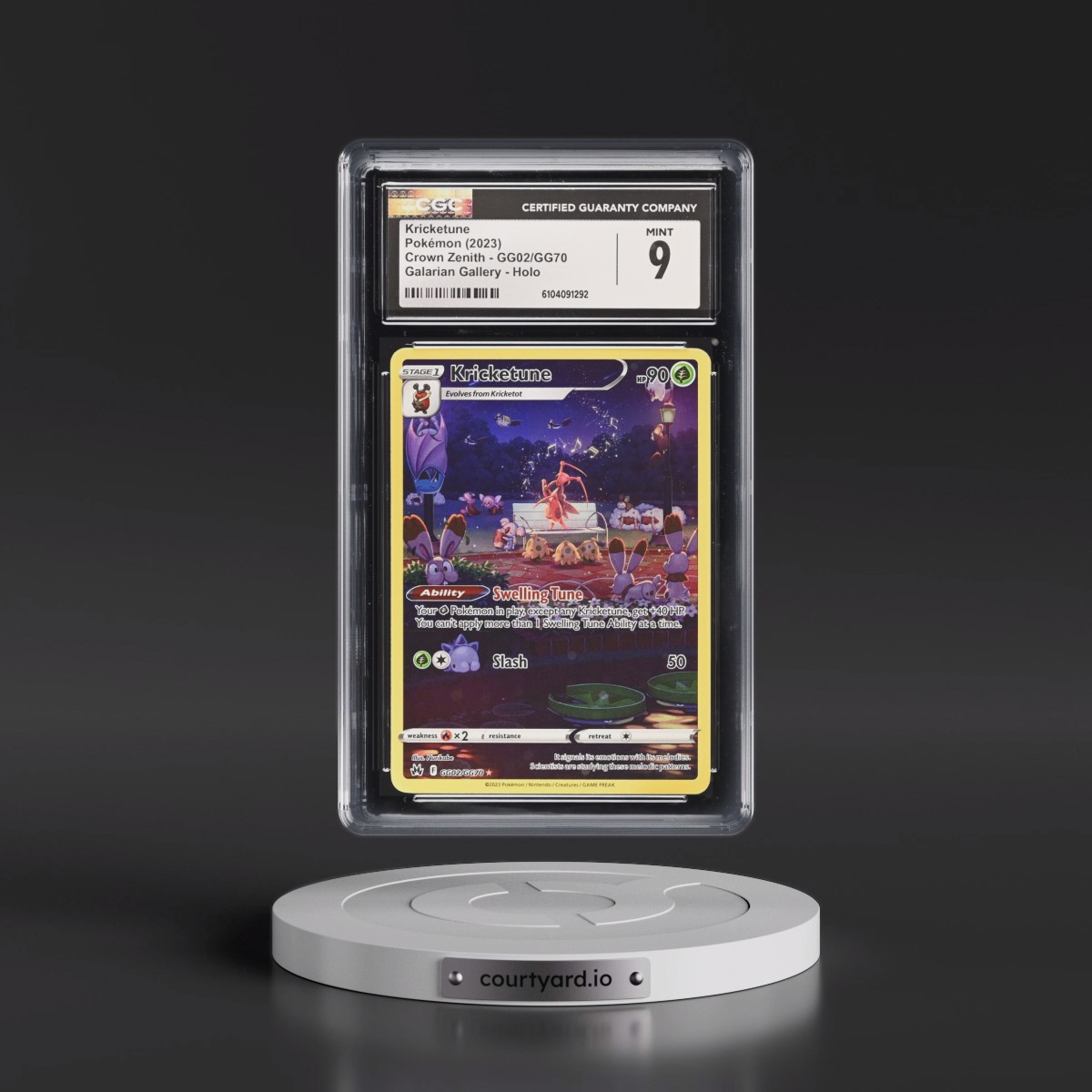 2023 Crown Zenith #GG02/GG70 Kricketune - Galarian Gallery Holo (CGC 9 MINT)
