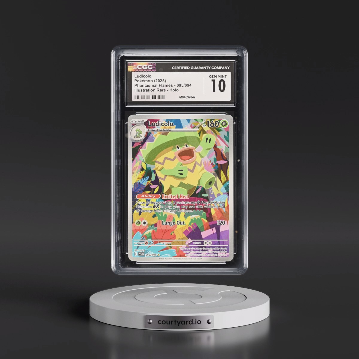 2025 Phantasmal Flames - PFL EN #095/094 Ludicolo - Illustration Rare Holo (CGC 10 GEM MINT)