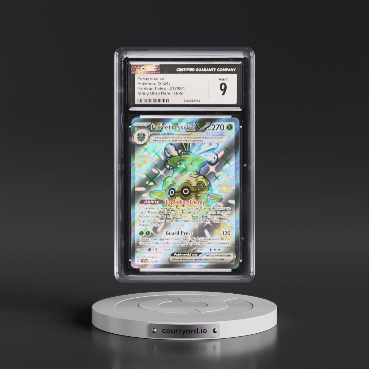 2024 Paldean Fates - PAF EN #212/091 Forretress ex - Shiny Ultra Rare Holo (CGC 9 MINT)