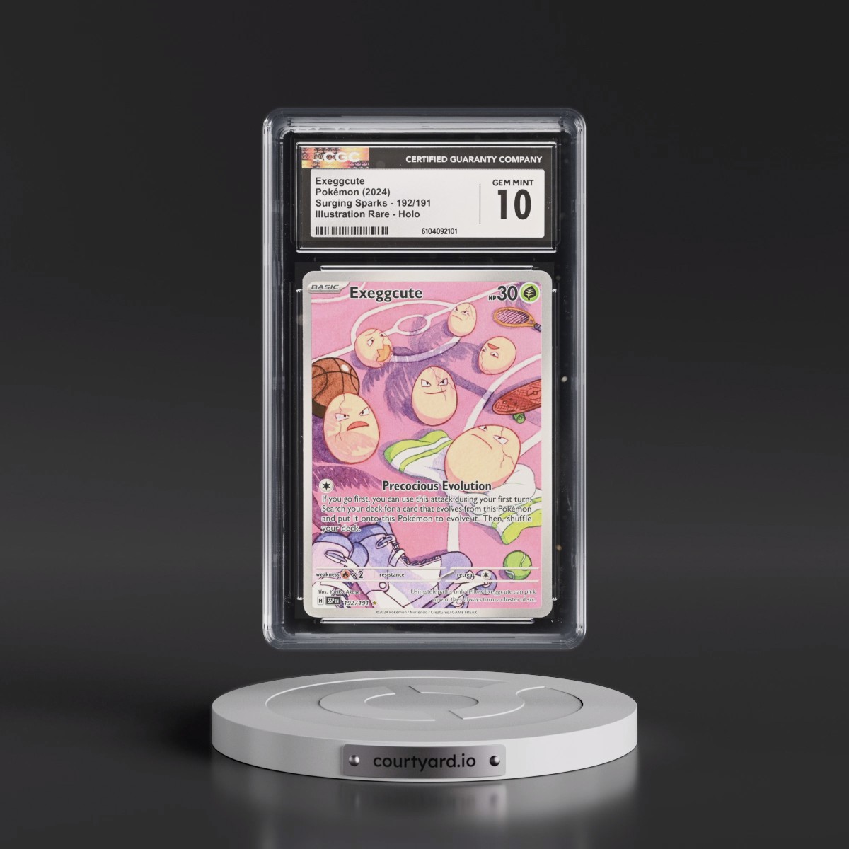 2024 Pokémon Ssp EN-Surging Sparks #192 Exeggcute - Illustration Rare (CGC 10 GEM MINT)