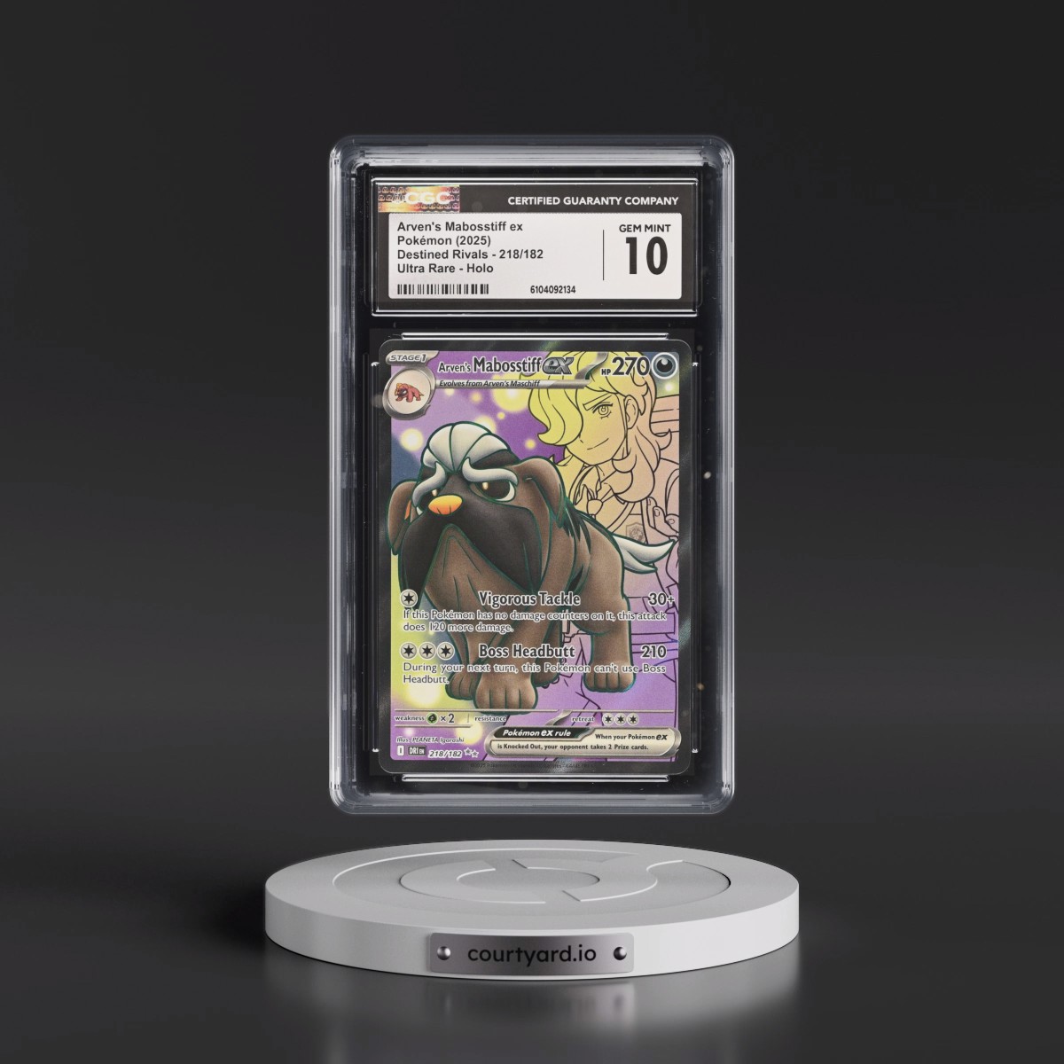 2025 Pokémon Dri EN-Destined Rivals #218 Arven's Mabosstiff EX - Holo Ultra Rare (CGC 10 GEM MINT)