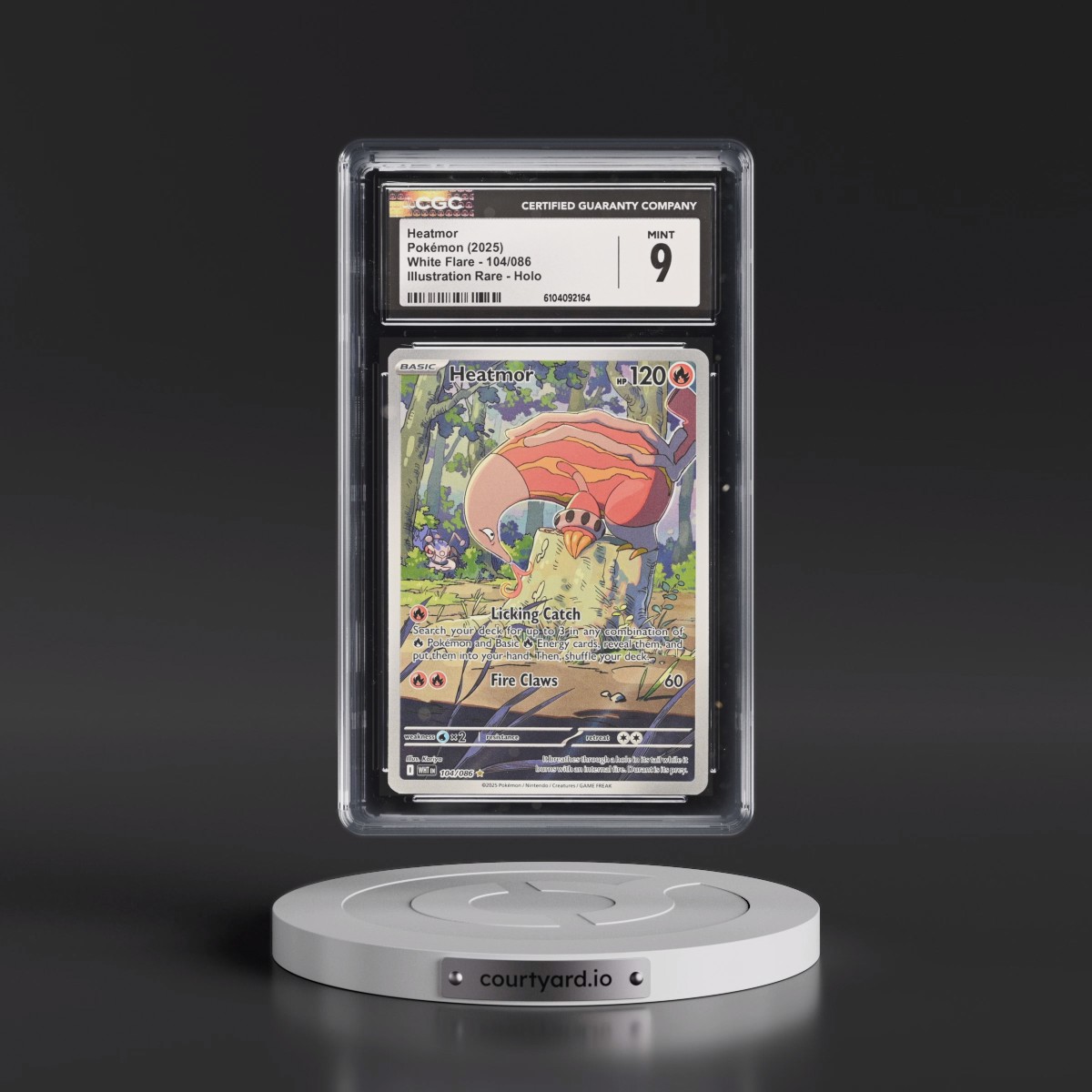 2025 Pokémon Wht EN-White Flare #104 Heatmor - Illustration Rare (CGC 9 MINT)
