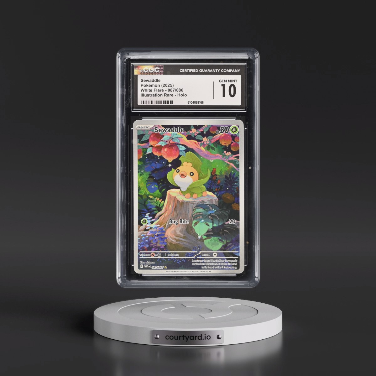 2025 White Flare - WHT EN #087/086 Sewaddle - Illustration Rare Holo (CGC 10 GEM MINT)