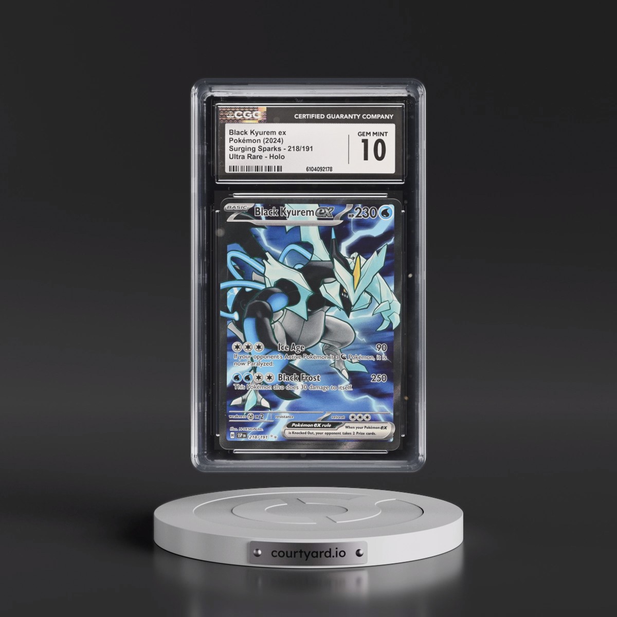 2024 Surging Sparks - SSP EN #218/191 Black Kyurem ex - Ultra Rare Holo (CGC 10 GEM MINT)