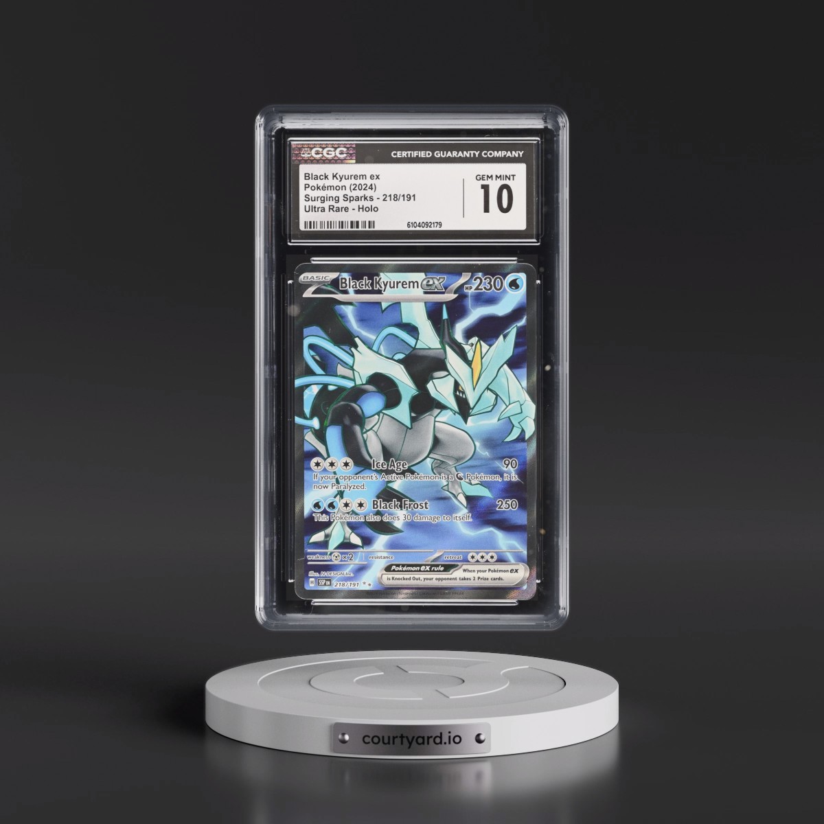 2024 Surging Sparks - SSP EN #218/191 Black Kyurem ex - Ultra Rare Holo (CGC 10 GEM MINT)