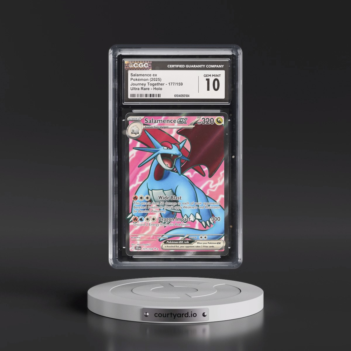 2025 Pokémon Jtg EN-Journey Together #177 Salamence EX - Holo Ultra Rare (CGC 10 GEM MINT)