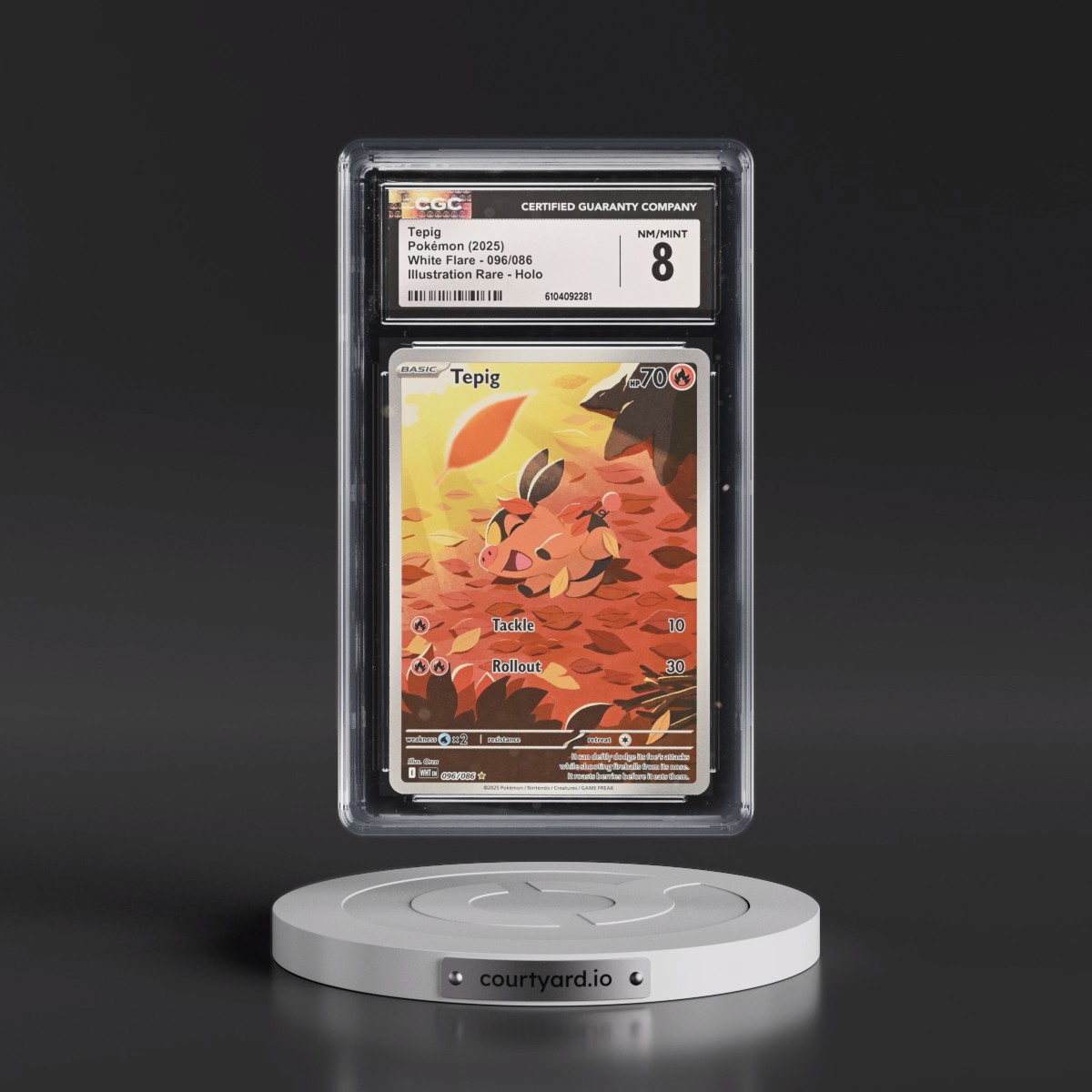 2025 Pokémon Wht EN-White Flare #096 Tepig - Illustration Rare (CGC 8 NM-MT)