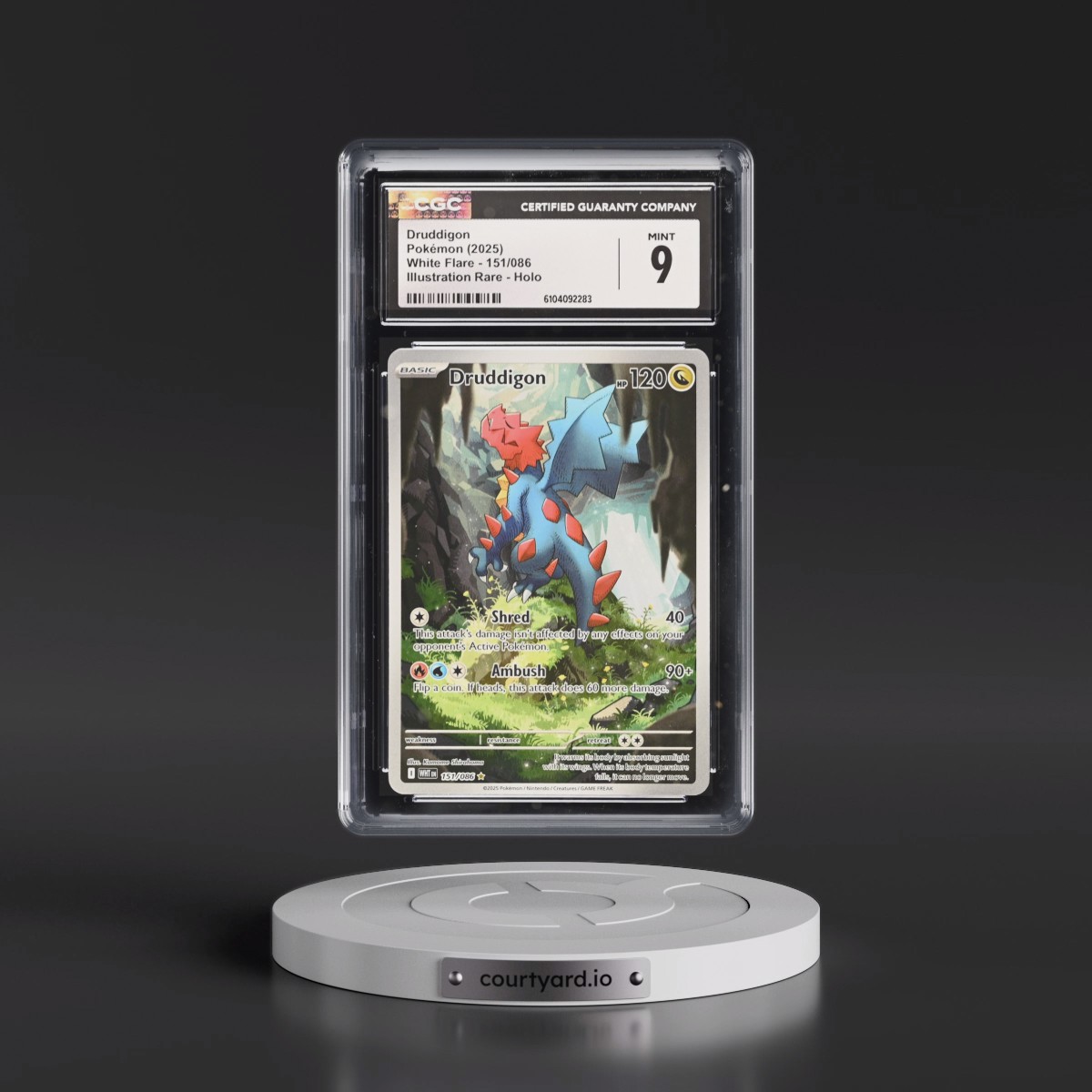 2025 Pokémon Wht EN-White Flare #151 Druddigon - Illustration Rare (CGC 9 MINT)