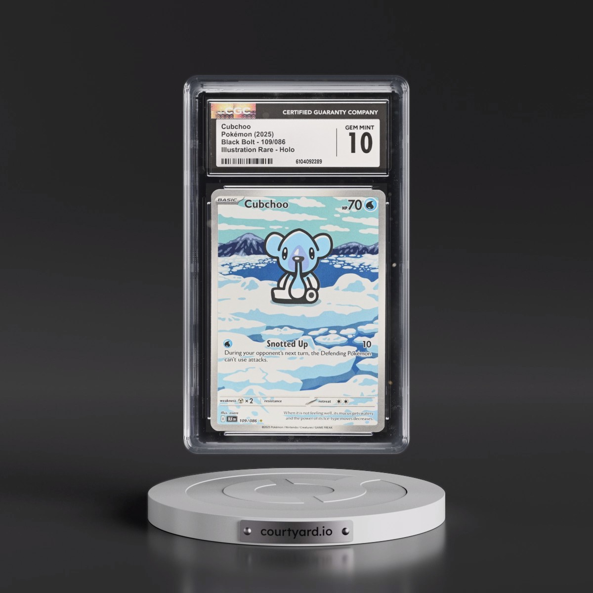 2025 Pokémon Blk EN-Black Bolt #109 Cubchoo - Illustration Rare (CGC 10 GEM MINT)