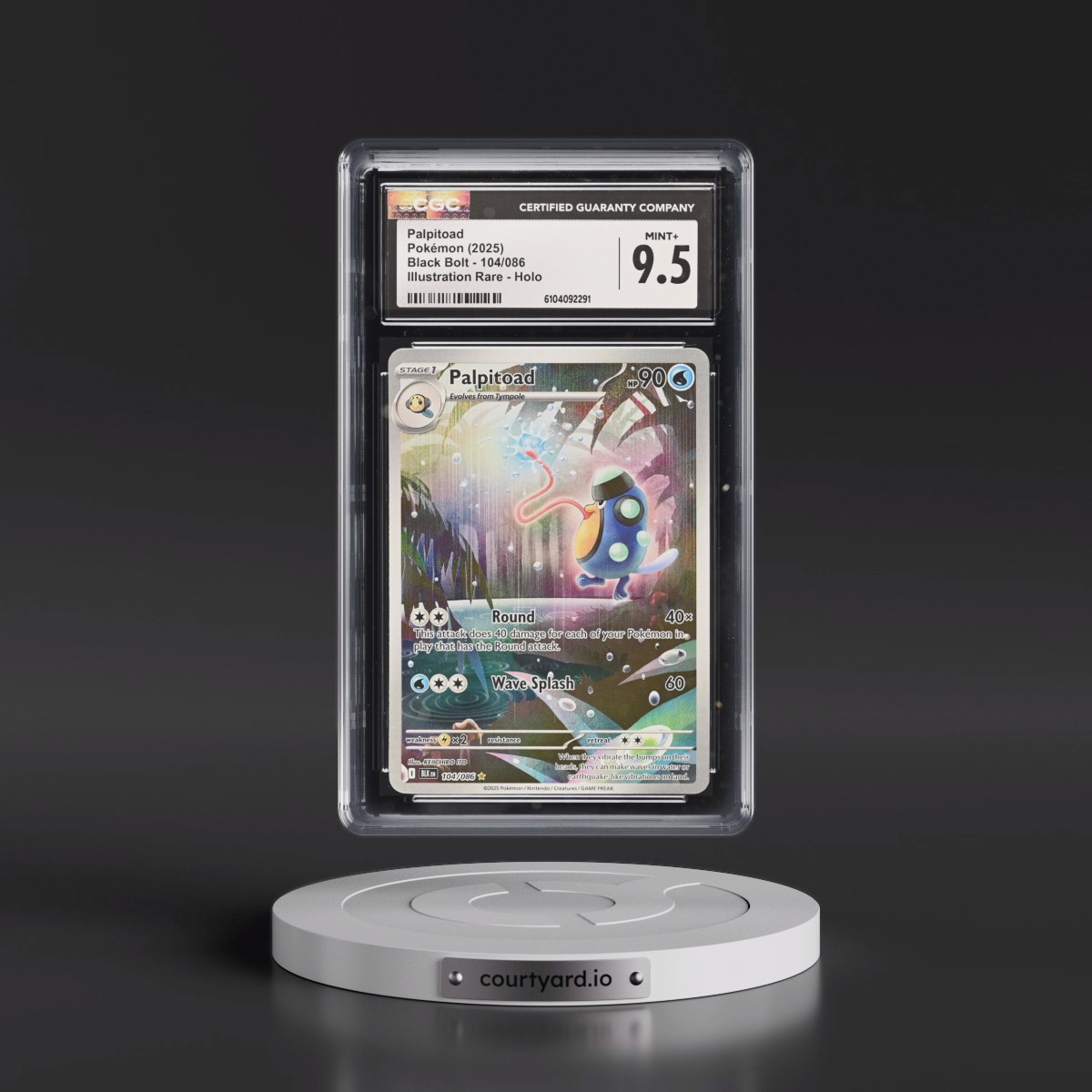 2025 Black Bolt - BLK EN #104/086 Palpitoad - Illustration Rare Holo (CGC 9.5 MINT+)