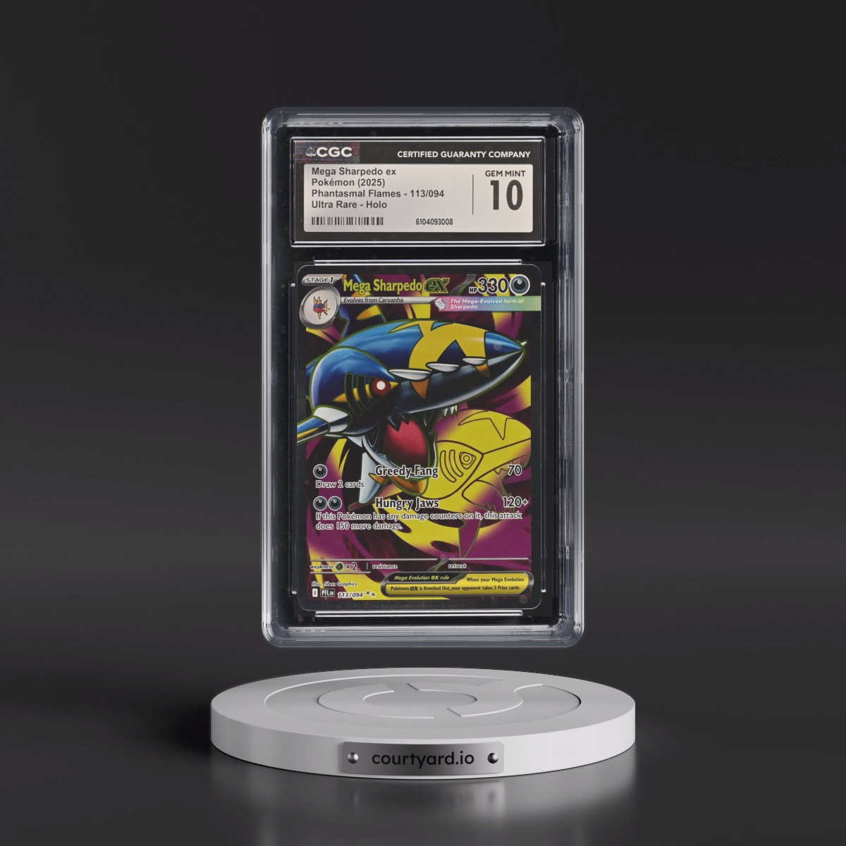 2025 Phantasmal Flames - PFL EN #113/094 Mega Sharpedo ex - Ultra Rare Holo (CGC 10 GEM MINT)