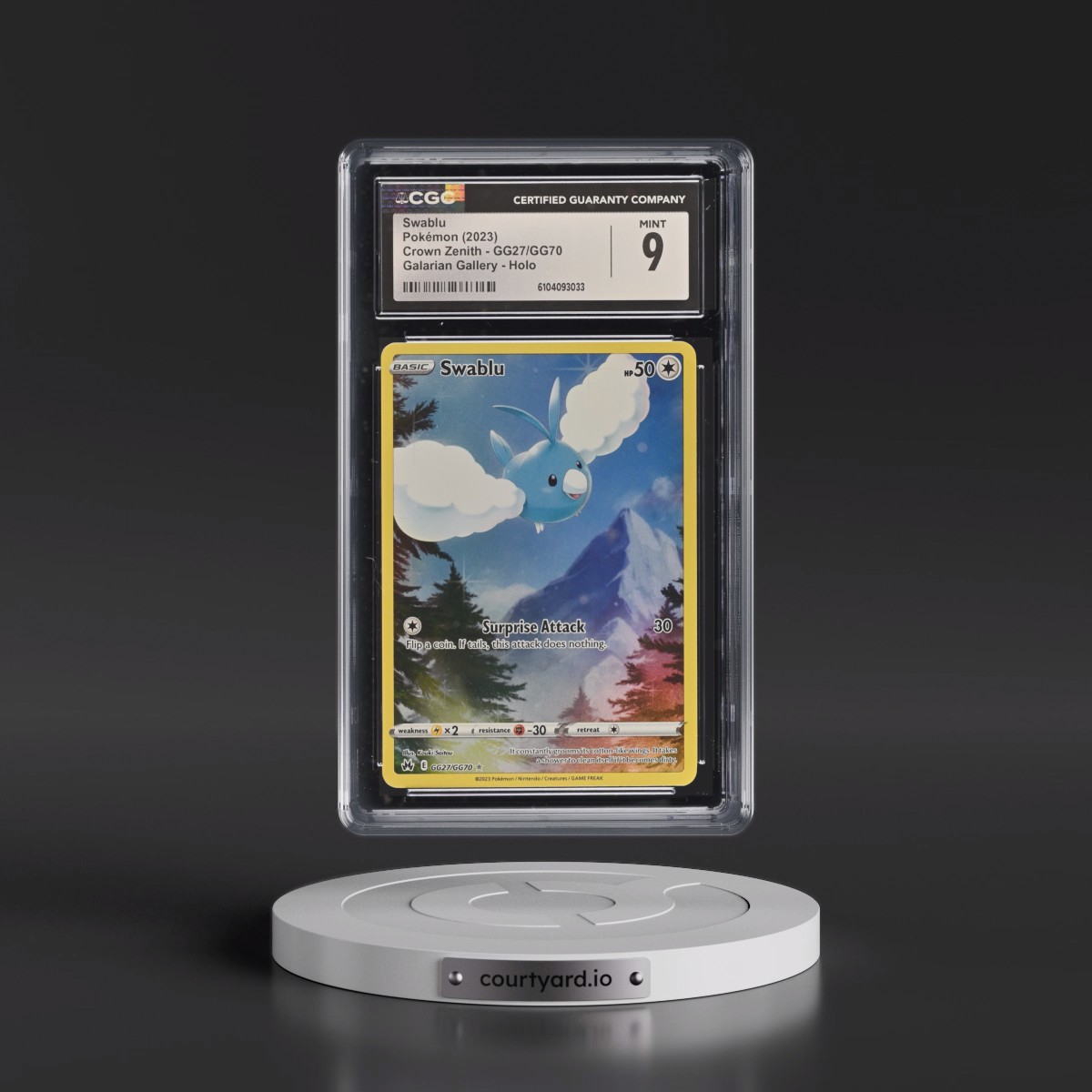 2022 Crown Zenith #GG27/GG70 Swablu - Galarian Gallery Holo (CGC 9 MINT)