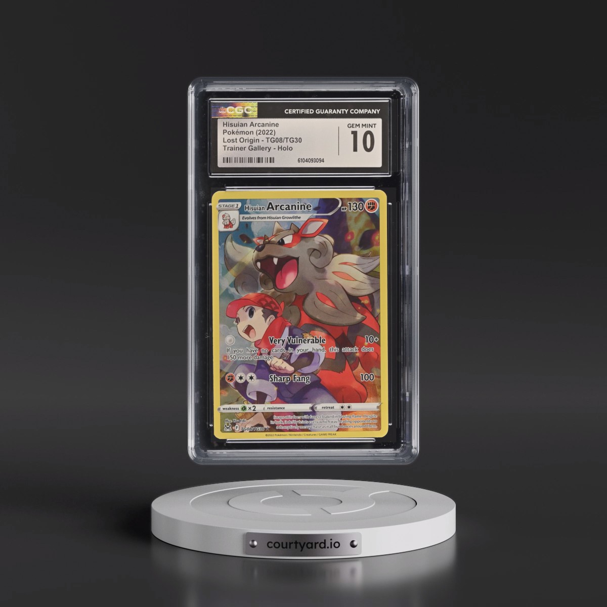 2022 Lost Origin #TG08/TG30 Hisuian Arcanine - Trainer Gallery Holo (CGC 10 GEM MINT)