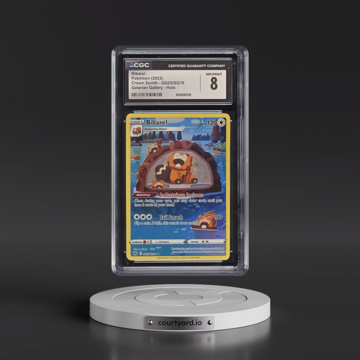 2023 Crown Zenith #GG25/GG70 Bibarel - Galarian Gallery Holo (CGC 8 NM-MT)