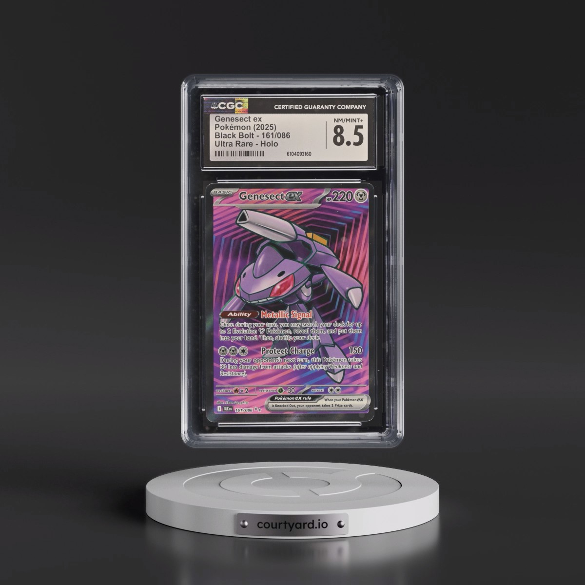 2025 Pokémon Blk EN-Black Bolt #161 Genesect EX - Holo Ultra Rare (CGC 8.5 NM-MT+)