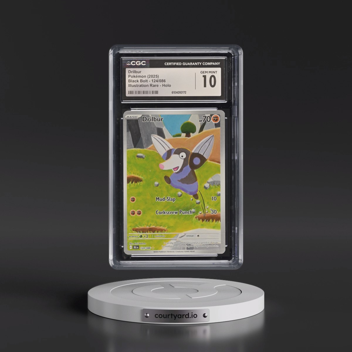 2025 Pokémon Blk EN-Black Bolt #124 Drilbur - Illustration Rare (CGC 10 GEM MINT)