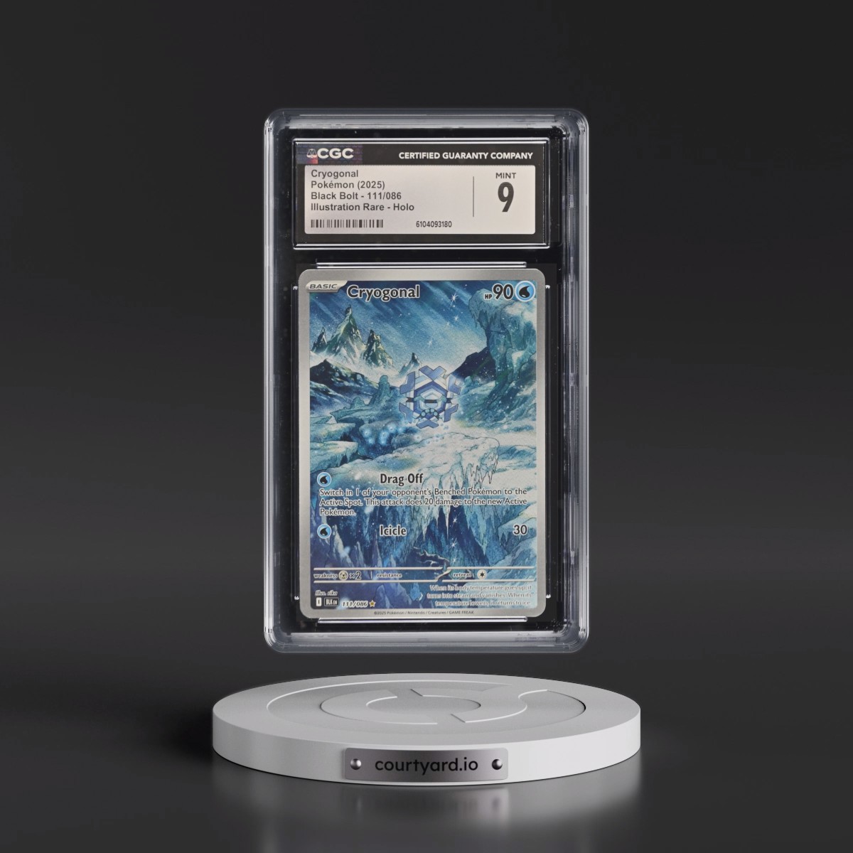 2025 Pokémon Blk EN-Black Bolt #111 Cryogonal - Illustration Rare (CGC 9 MINT)