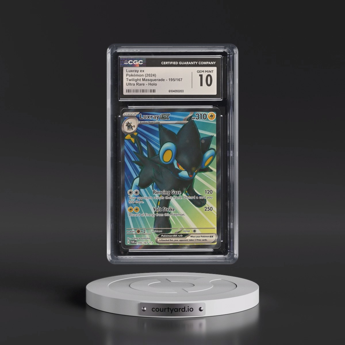 2024 Twilight Masquerade - TWM EN #195/167 Luxray ex - Ultra Rare Holo (CGC 10 GEM MINT)