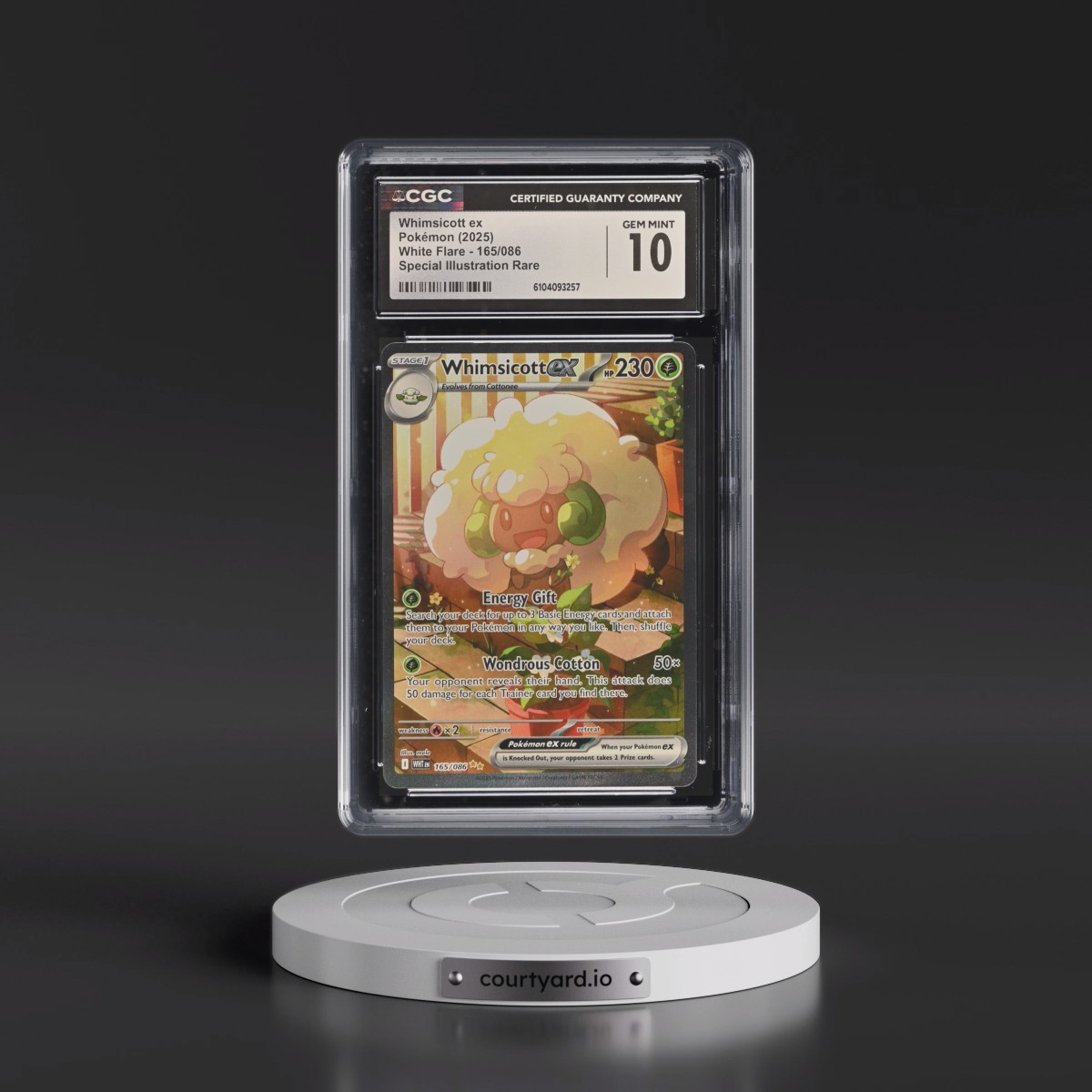 2025 Pokémon Wht EN-White Flare #165 Whimsicott EX - Holo Special Illustration Rare (CGC 10 GEM MINT)