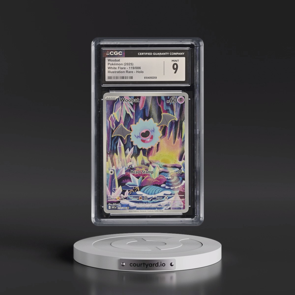 2025 White Flare - WHT EN #119/086 Woobat - Illustration Rare Holo (CGC 9 MINT)