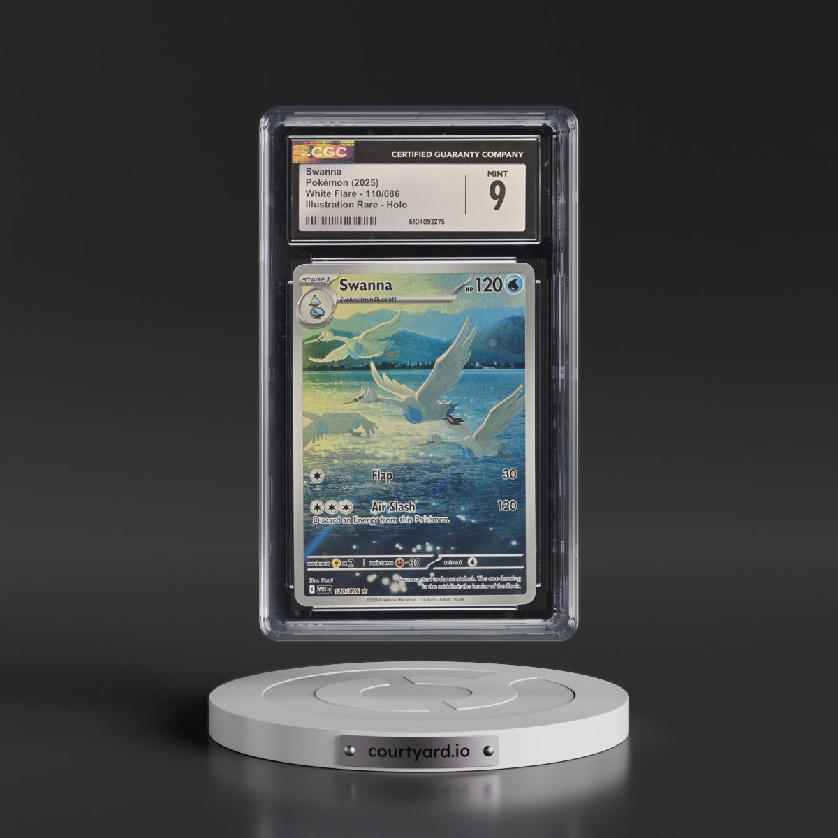 2025 White Flare - WHT EN #110/086 Swanna - Illustration Rare Holo (CGC 9 MINT)