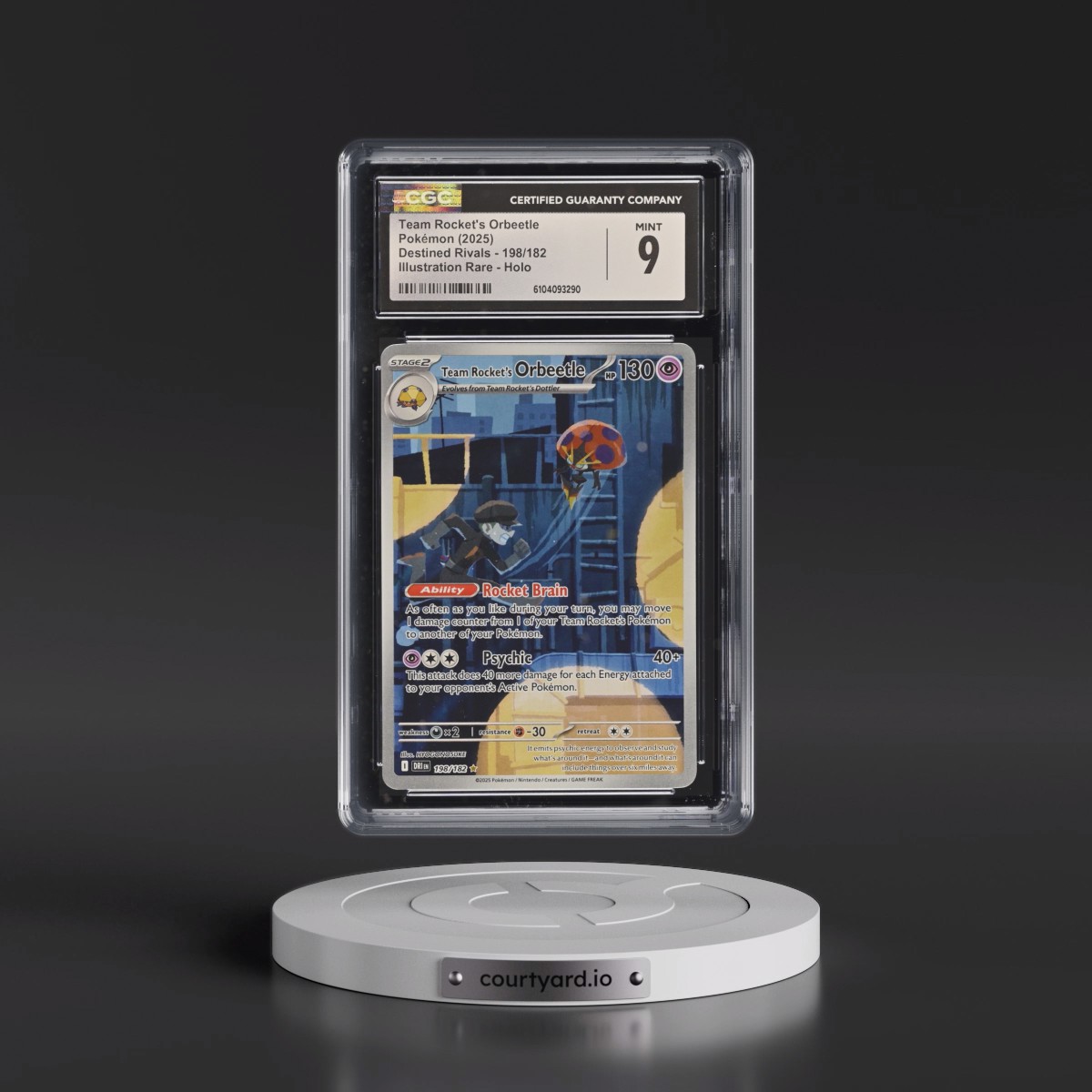 2025 Pokémon Dri EN-Destined Rivals #198 Team Rocket's Orbeetle - Illustration Rare (CGC 9 MINT)