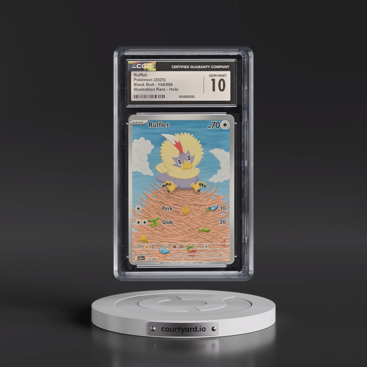 2025 Pokémon Blk EN-Black Bolt #154 Rufflet - Illustration Rare (CGC 10 GEM MINT)