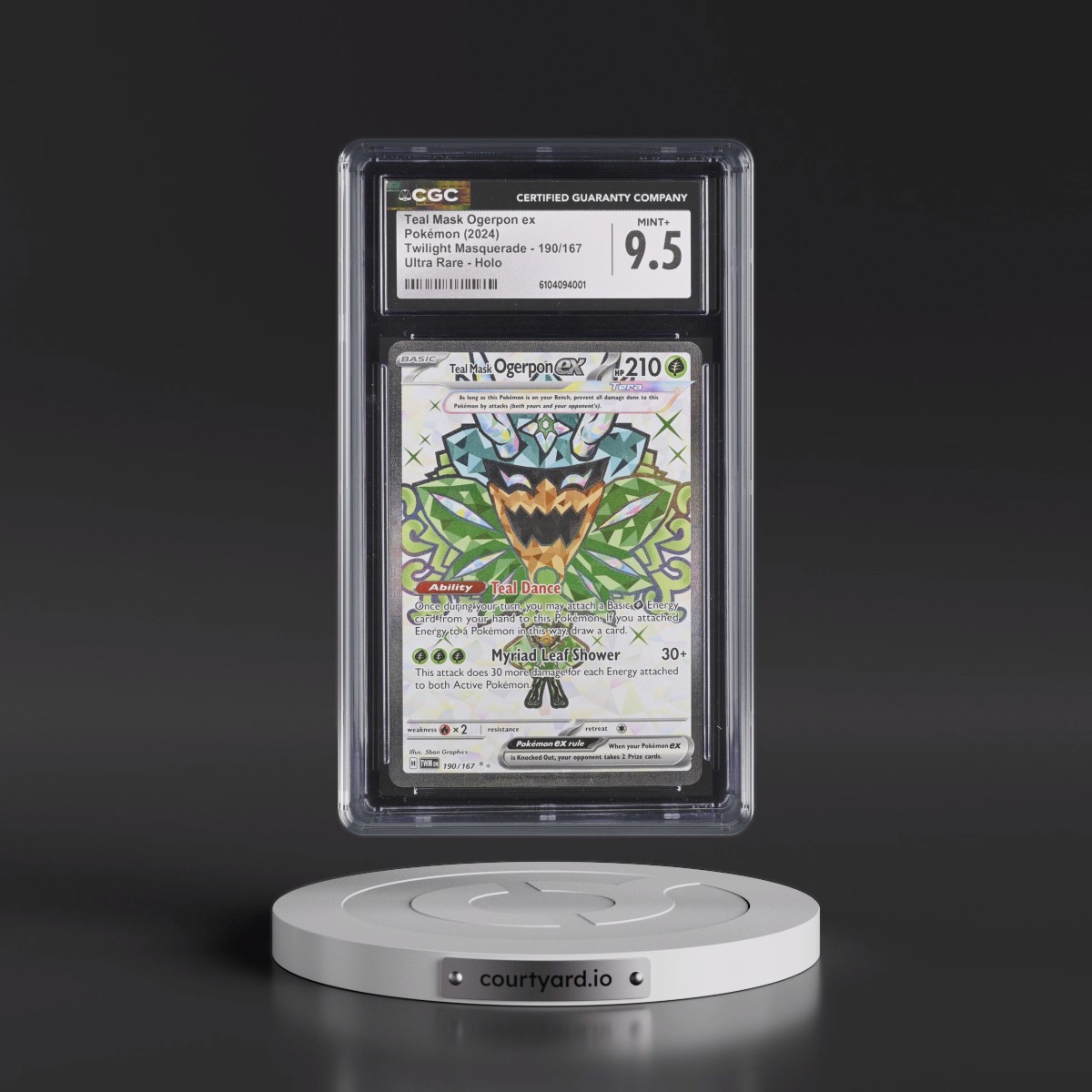 2024 Pokémon Twm EN-Twilight Masquerade #190 Teal Mask Ogerpon EX - Holo Ultra Rare (CGC 9.5 MINT+)