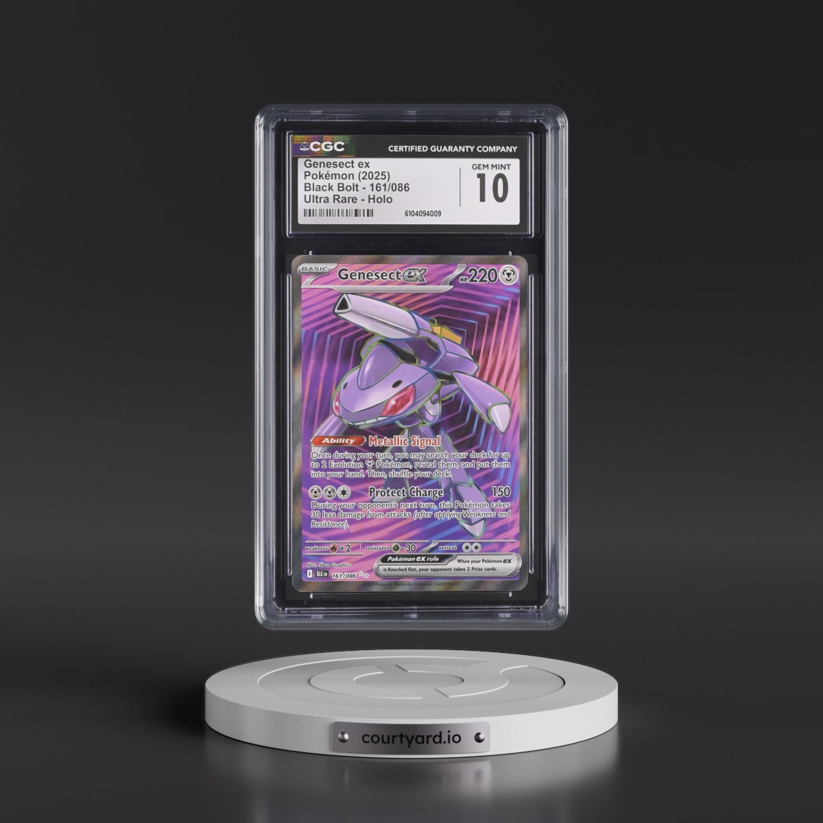 2025 Pokémon Blk EN-Black Bolt #161 Genesect EX - Holo Ultra Rare (CGC 10 GEM MINT)